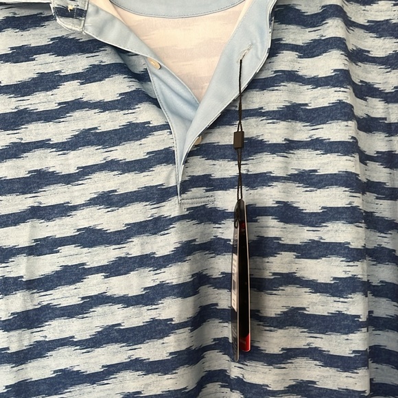 🎁 Greg Norman Play Dry Performance Fabric Golf Polo - Light Blue/Dark Blue - Picture 6 of 6